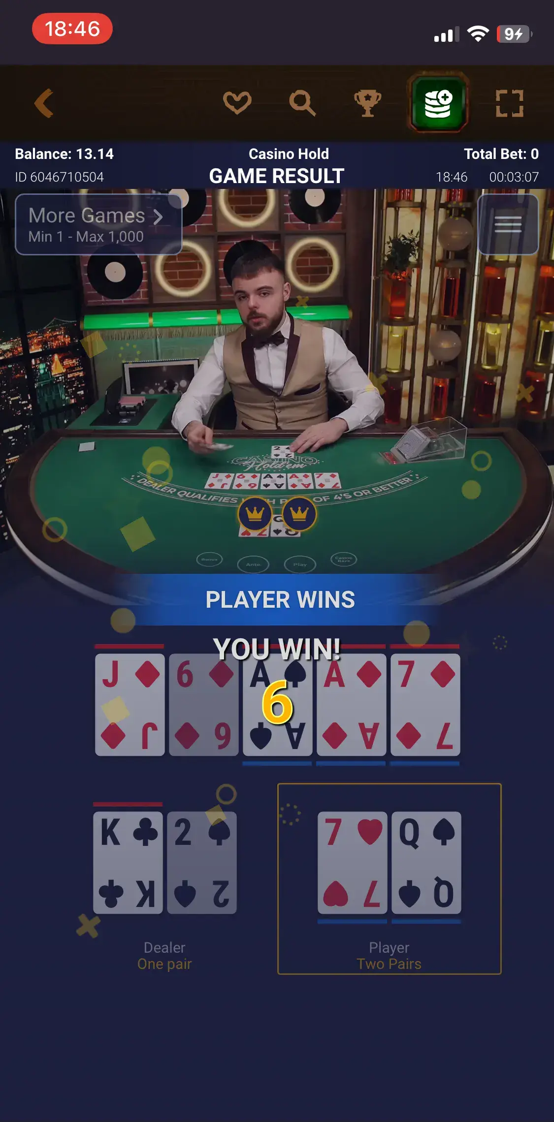 Juego en vivo de FatPirate Casino